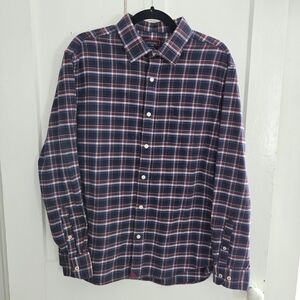 Men's Navy and Red Plaid Shirt